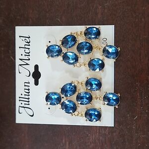 Jillian Michel , royal blue, rhinestone,  pierced,  earrings.
